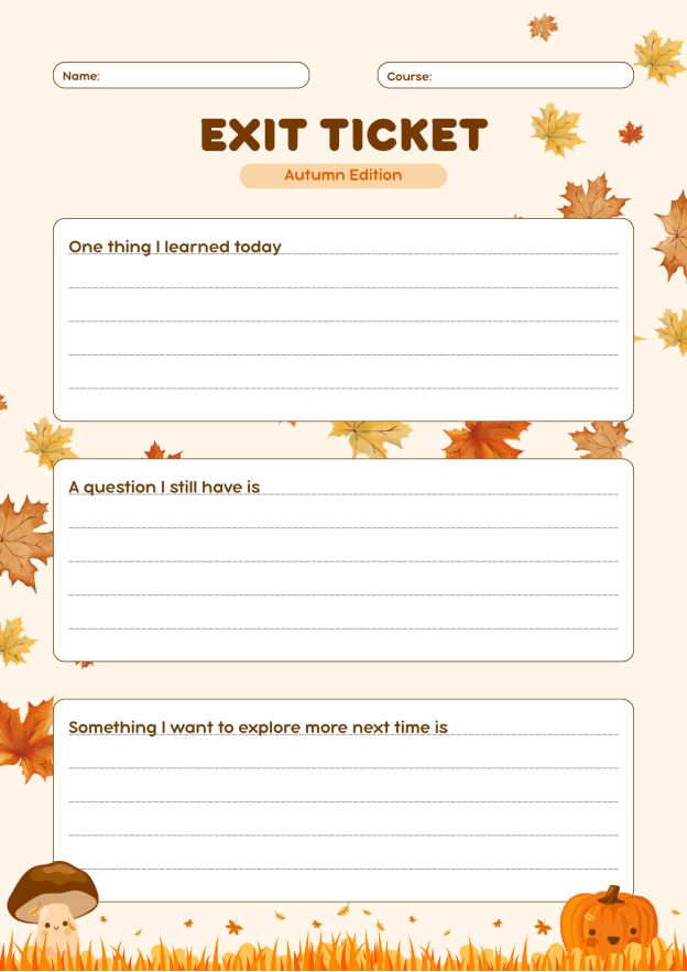 Autumn Exit Ticket Worksheet in Warm Colors Cartoon Style.png